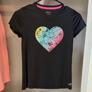 BCG Kids Black Tee with Multicolor Heart Graphic